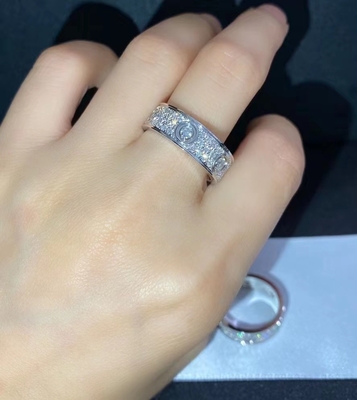 Round Unisex White Gold Diamond Ring Clarity Mirror Quality Brand