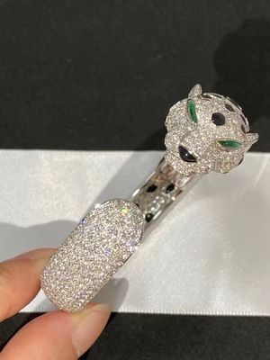 Smooth Finish White Gold Real Diamond Bracelet Brand Jewelry Tiger Bracelet