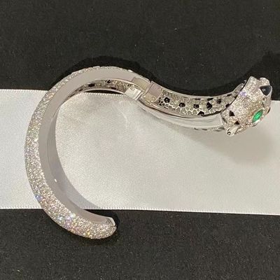 Smooth Finish White Gold Real Diamond Bracelet Brand Jewelry Tiger Bracelet