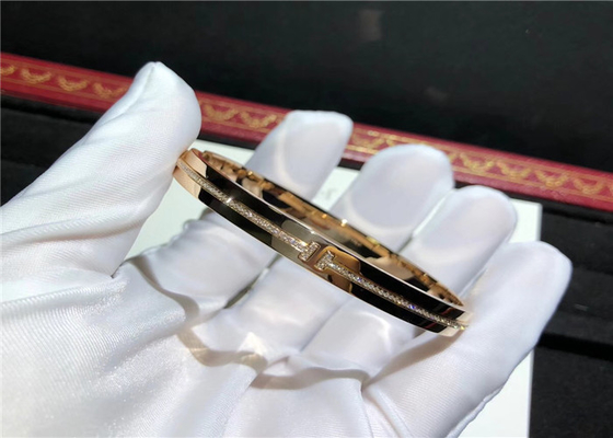 Fashion 18K Gold Diamond Bracelet , Medium Size Tiffany T Two Hinged Bangle