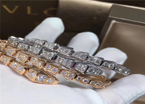 Glamorous 18K Gold Diamond Bracelet , Customized  Snake Bracelet