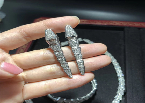 a fine jewelry brand Custom 18K White Gold Necklace / Bracelet / Earrings With Genuine Diamonds