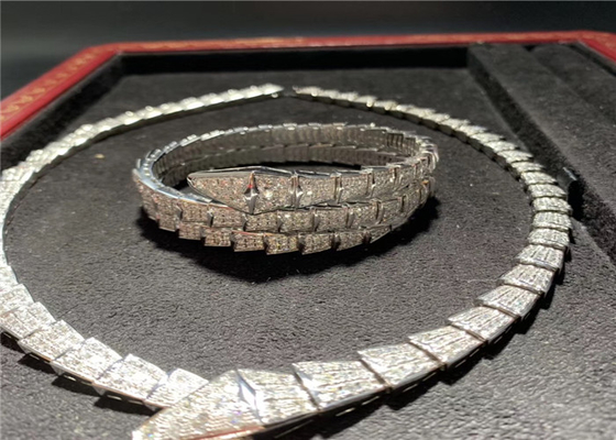 a fine jewelry brand Custom 18K White Gold Necklace / Bracelet / Earrings With Genuine Diamonds