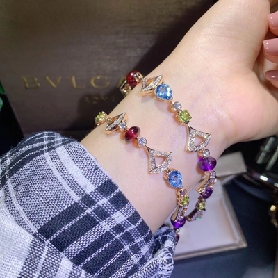 luxury jewelry in china Natural Colored Iconic Pattern 18k Gold Gemstone Bracelet