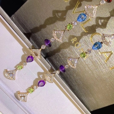 luxury jewelry in china Natural Colored Iconic Pattern 18k Gold Gemstone Bracelet