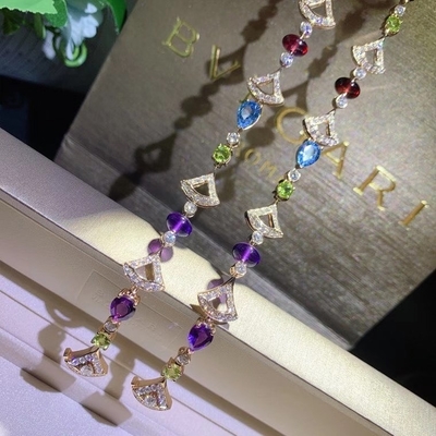luxury jewelry in china Natural Colored Iconic Pattern 18k Gold Gemstone Bracelet