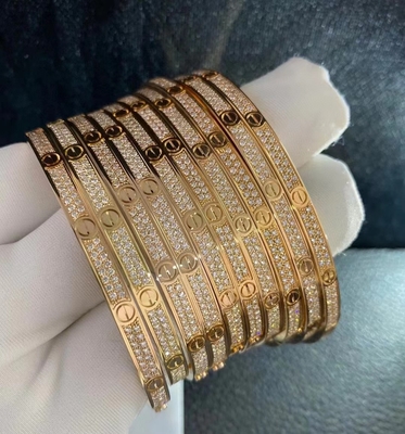 ยี่ห้อสูง เครื่องประดับตามสั่ง โรงงานจีน คาร์เทียร์ เพชรเต็ม แฟนบราสเล็ต 18k ทองคํา เครื่องประดับ