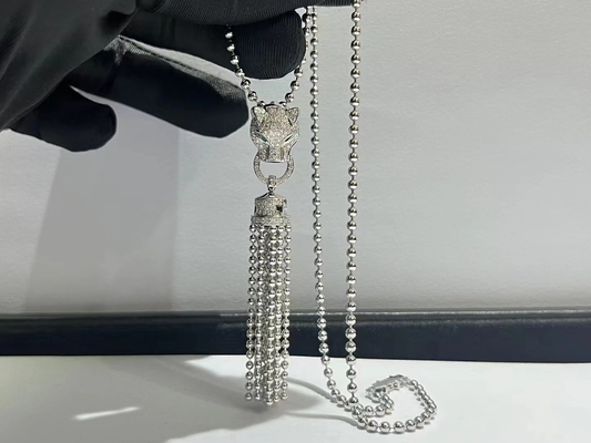 คาร์เทียร์ 18K ทองคําขาว สีระแก้วและเพชร Panthère de Brand necklace