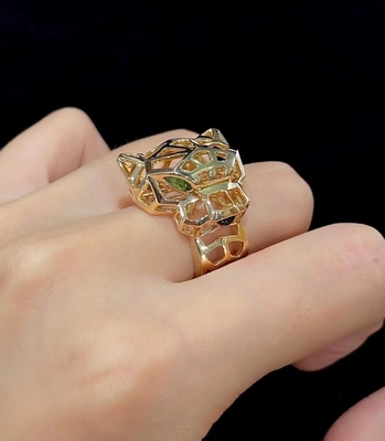 OEM ODM 18K Gold Diamond Ring ปันธร์วงแหวน Jaguar Ring เสือวงแหวนตามสั่ง