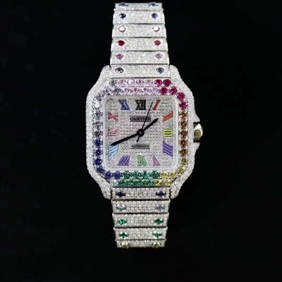 vvs1 g นาฬิกาช็อค Iced Out Diamond นาฬิกาฮิปฮอป บลิง เครื่องประดับกล่องเย็น เครื่องประดับ นาฬิกาเพชรสําหรับผู้ชาย